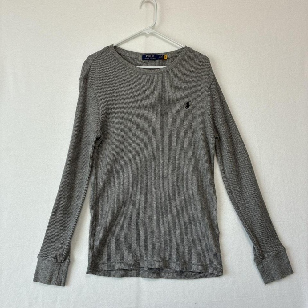 Grey Polo Ralph Lauren long sleeve thermal shirt men's Lg